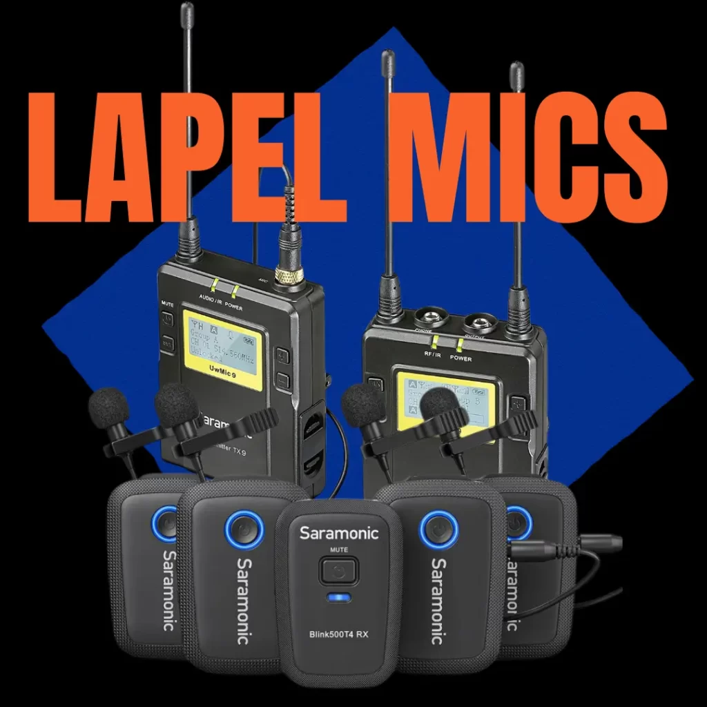 Wired and wireless lapel microphones available for rent – professional audio for interviews and video production